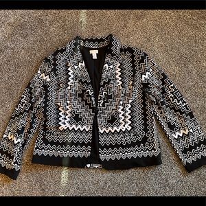 Chico’s Black and White Open Blazer Jacket - SIZE 2